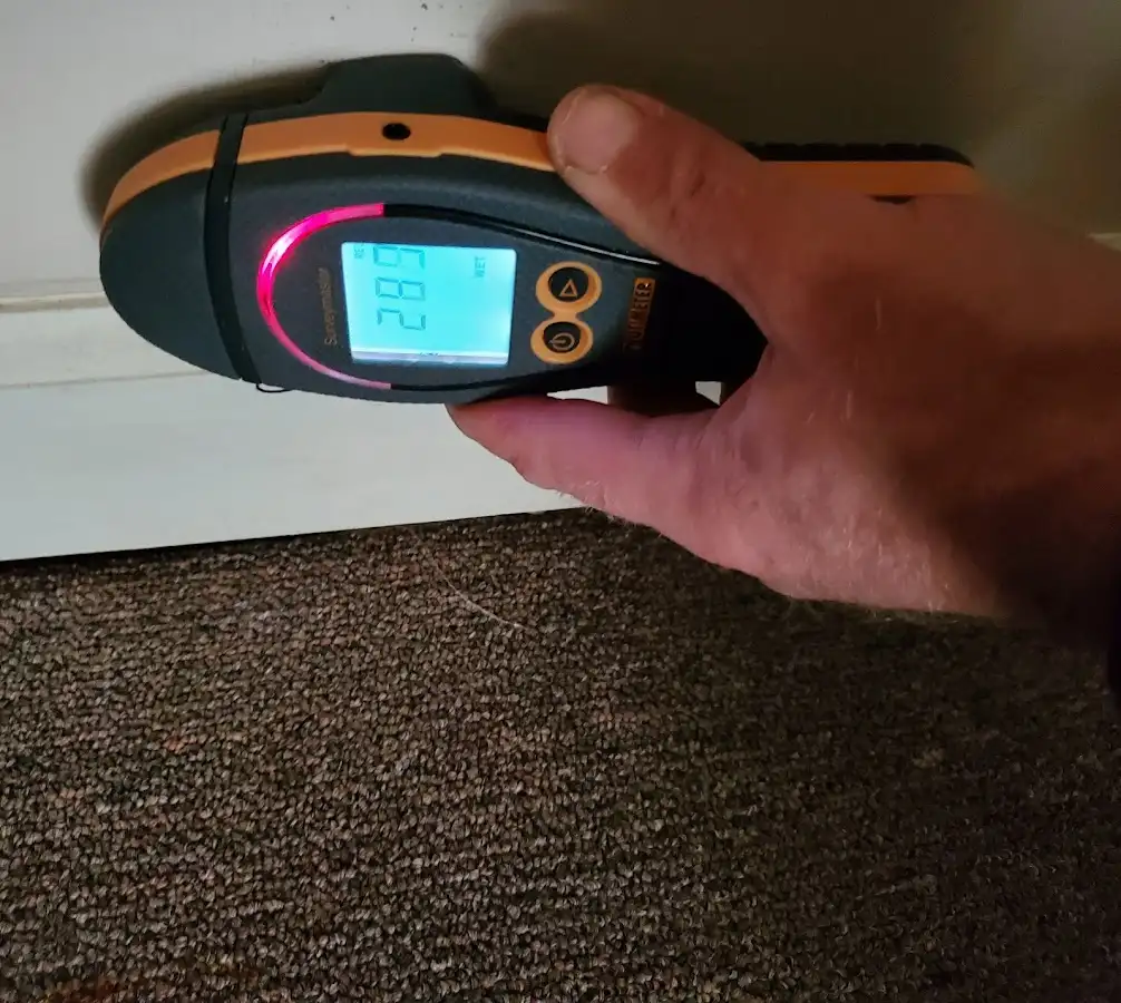 Moisture detection at baseboard during Sewage Cleanup & Sanitation in South Cleveland