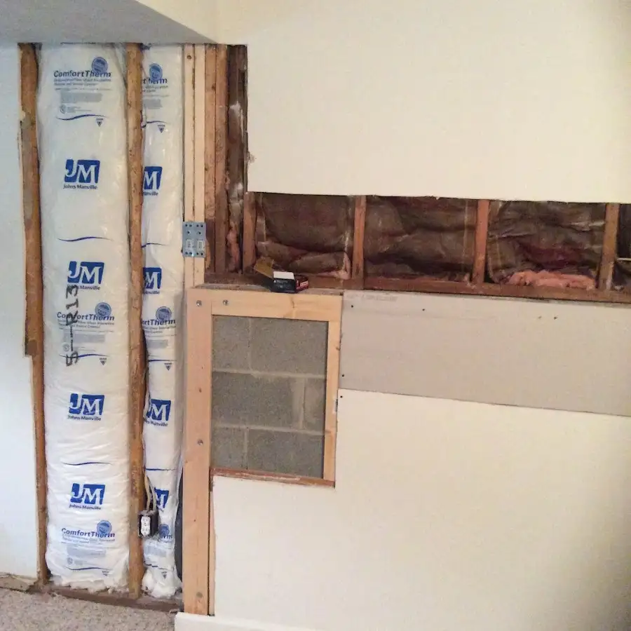 Wall insulation replacement during Basement Flood Cleanup in South Cleveland